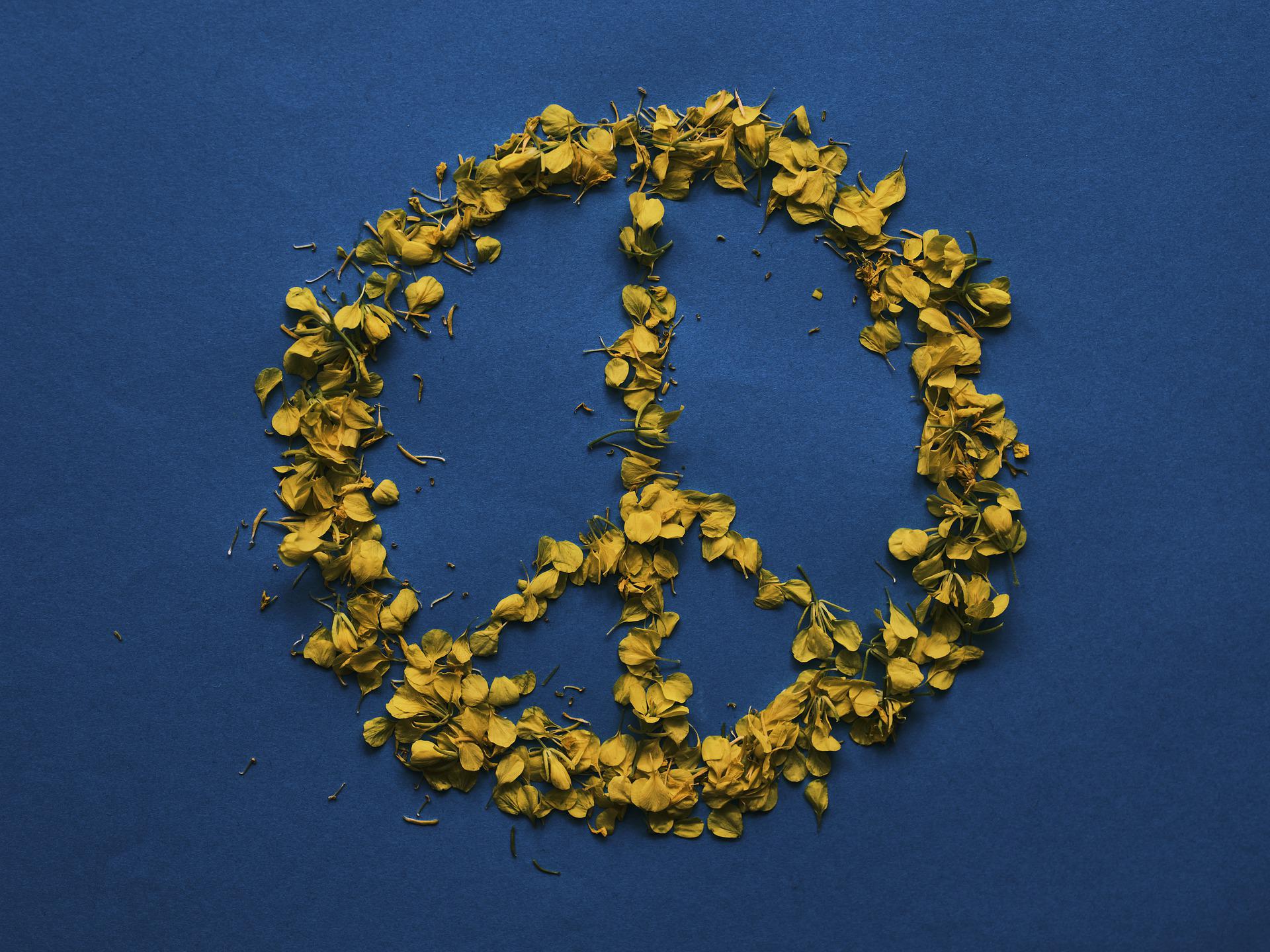 peace symbol made of petals